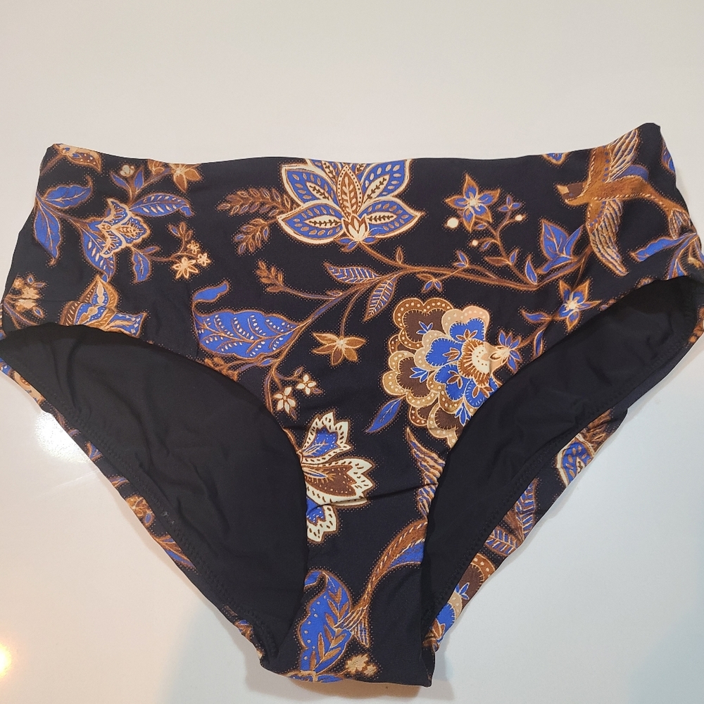 NWT Seafolly Australia Black and Blue Bikini Bottom in Size 6